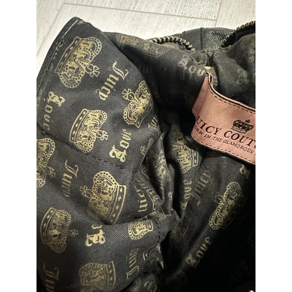 Vintage Y2K Juicy Couture Black Leather Chain‎ Handle Shoulder Bag w/ Dustbag